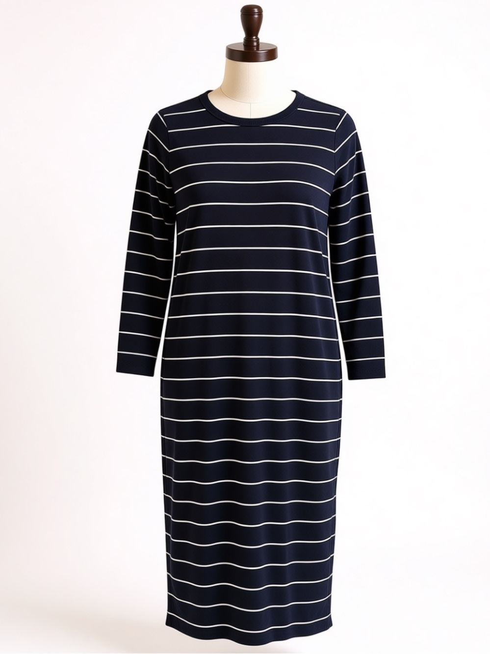 GAP Navy White Striped Long Sleeve Side Slit Maxi Dress S
